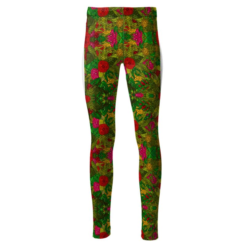 Hand Drawn Floral Seamless Pattern High Waisted Leggings by The Photo Access