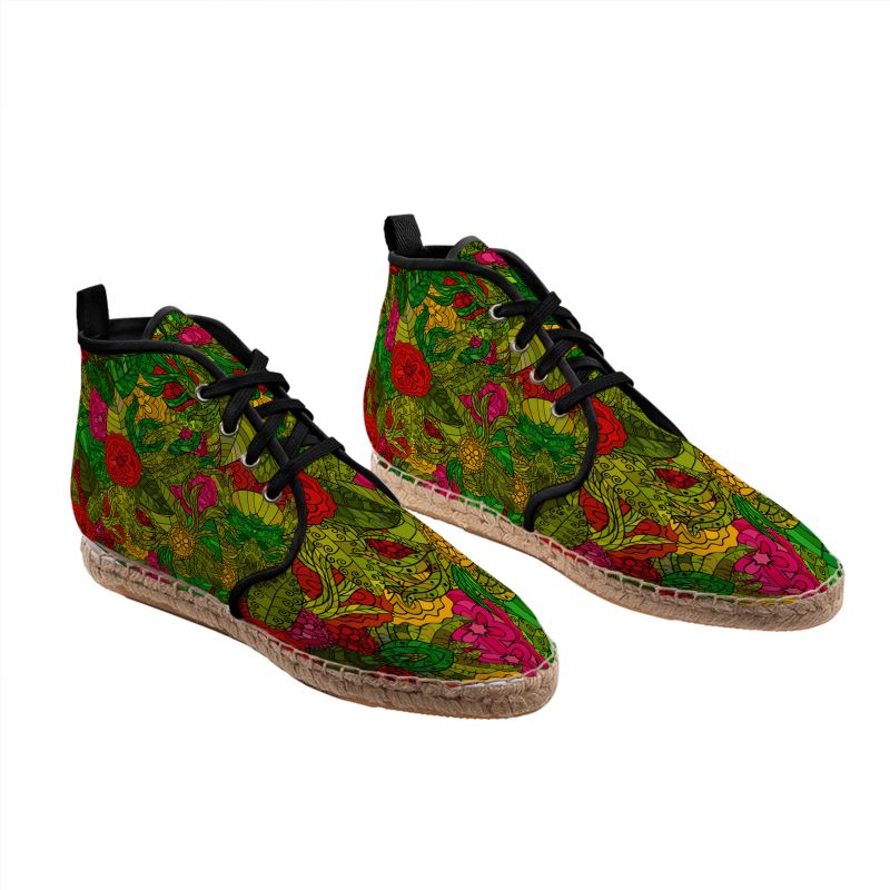 Hand Drawn Floral Seamless Pattern Hi Top Espadrilles by The Photo Access