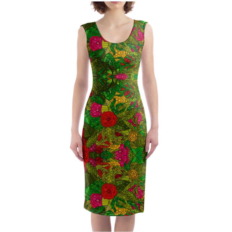 Hand Drawn Floral Seamless Pattern Bodycon Dress by The Photo Access