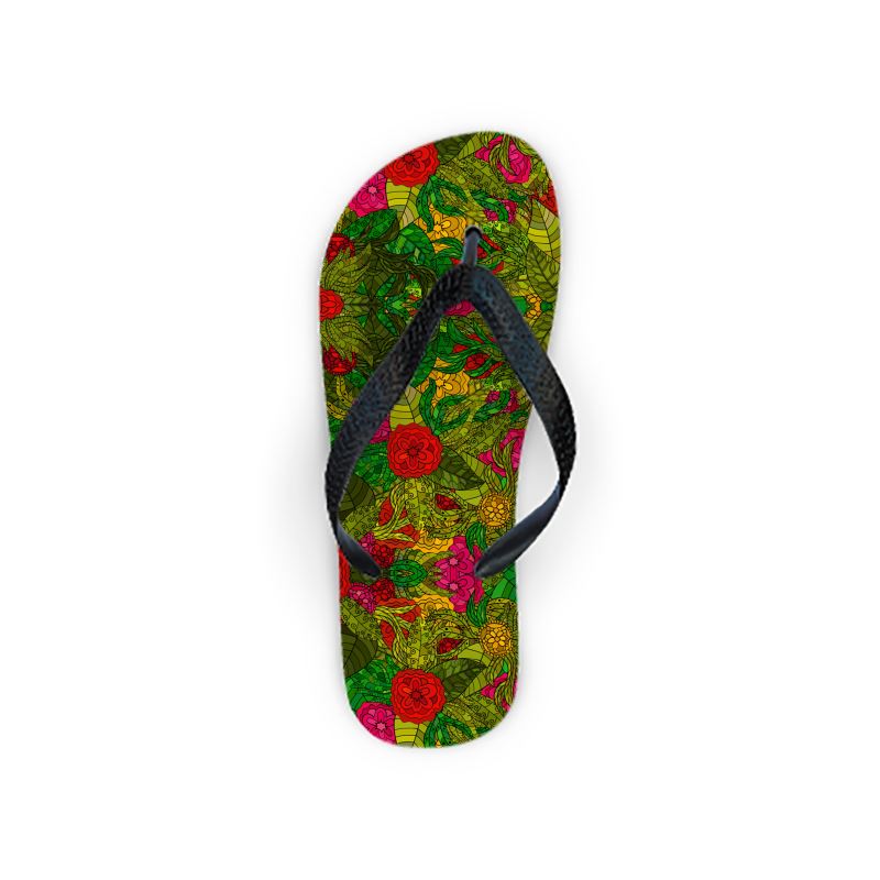 Hand Drawn Floral Seamless Pattern Flip Flops by The Photo Access