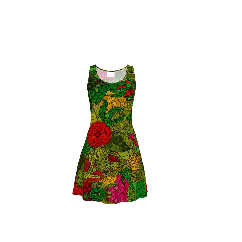 Hand Drawn Floral Seamless Pattern Skater Dress by The Photo Access