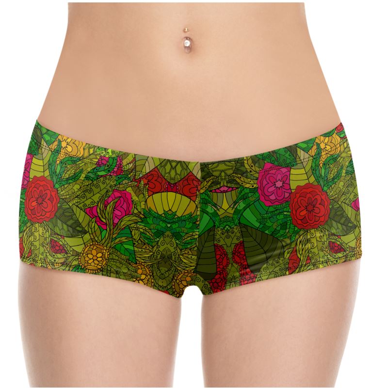 Hand Drawn Floral Seamless Pattern Hot Pants by The Photo Access