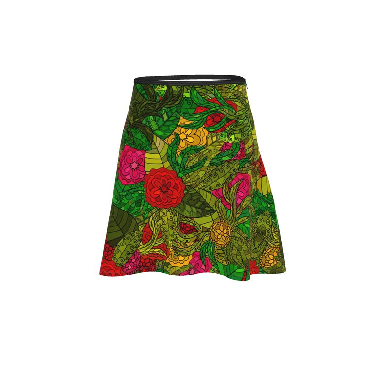 Hand Drawn Floral Seamless Pattern Flared Skirt by The Photo Access