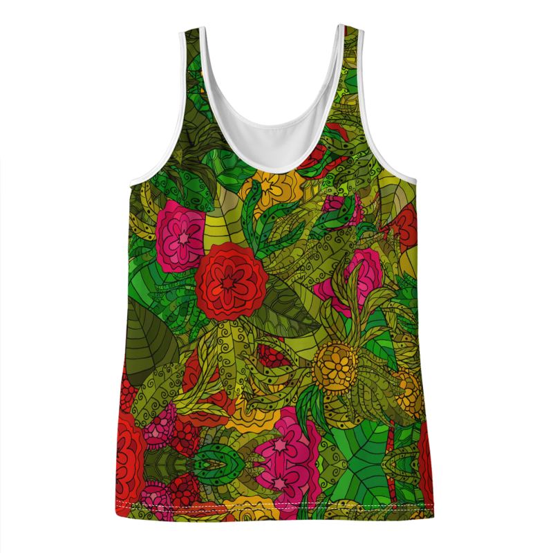 Hand Drawn Floral Seamless Pattern Ladies Tank Top by The Photo Access