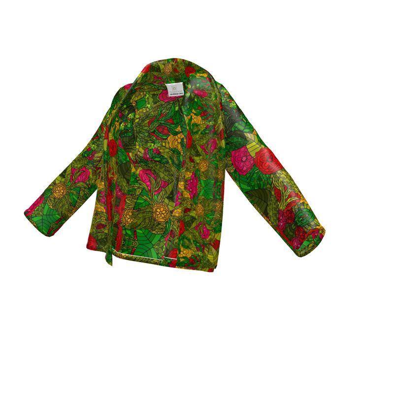 Hand Drawn Floral Seamless Pattern Wrap Blazer by The Photo Access