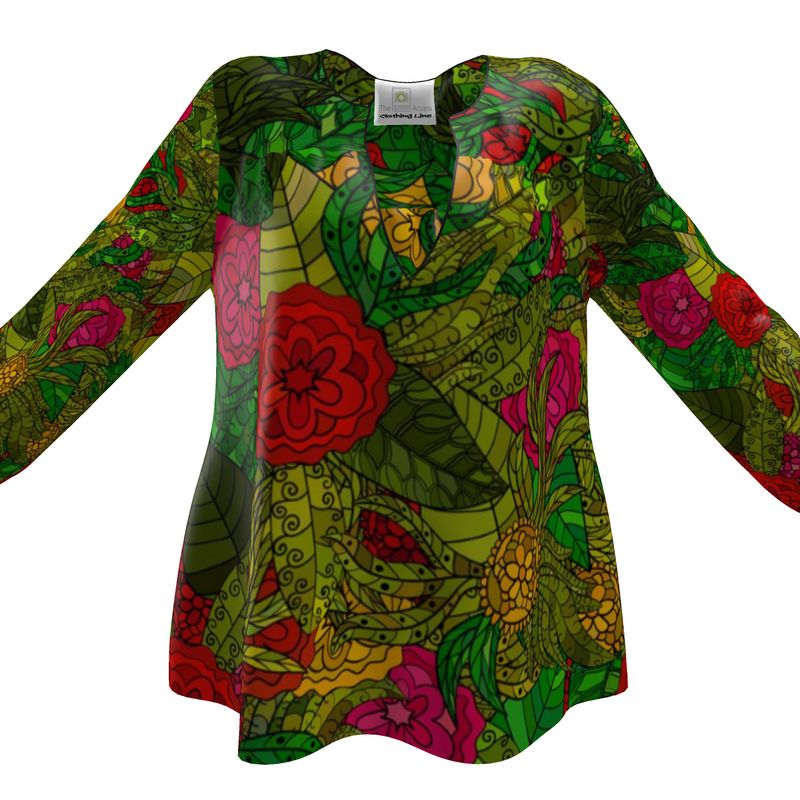 Hand Drawn Floral Seamless Pattern  Womens Blouse by The Photo Access