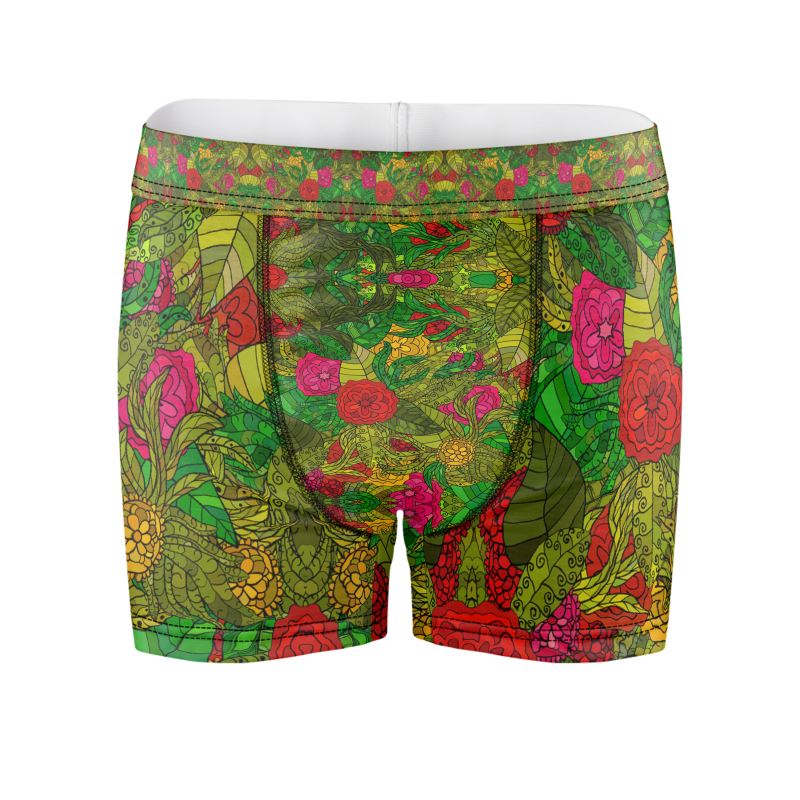 Hand Drawn Floral Seamless Pattern Cut & Sew Boxer Briefs by The Photo Access