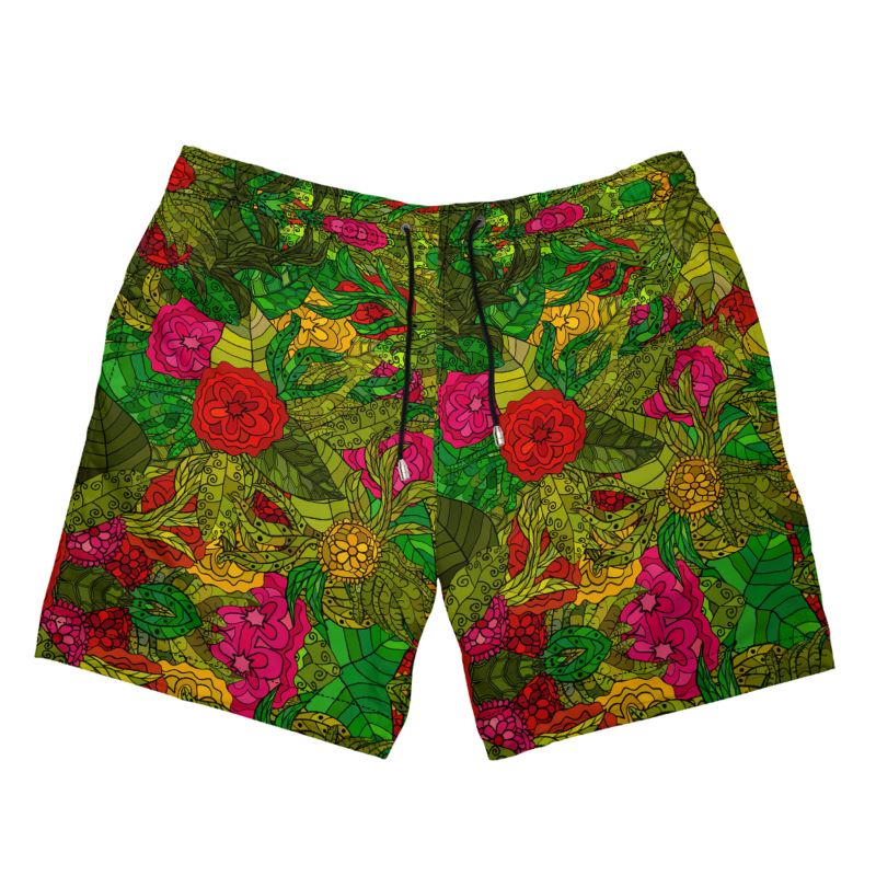 Hand Drawn Floral Seamless Pattern Mens Swimming Shorts by The Photo Access