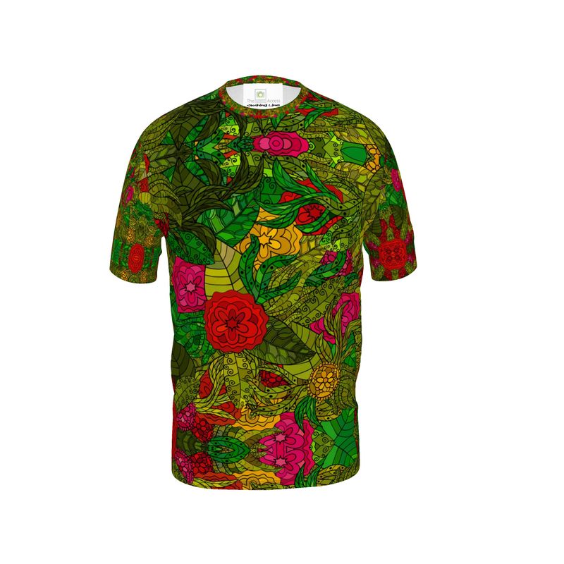 Hand Drawn Floral Seamless Pattern Slim Fit Mens T-Shirt by The Photo Access