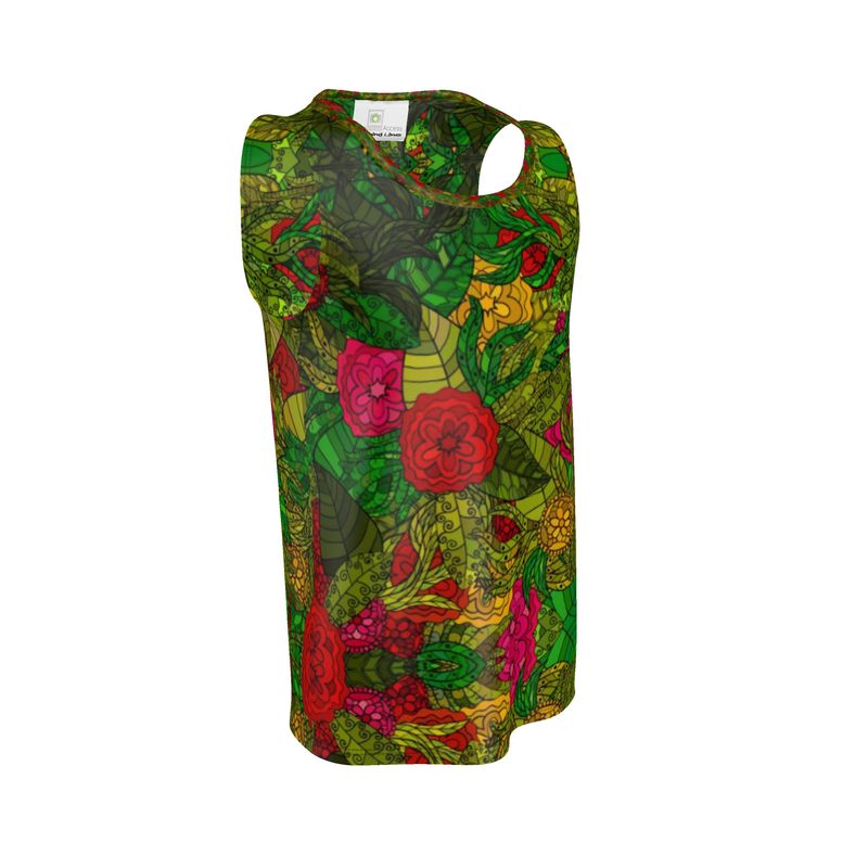 Hand Drawn Floral Seamless Pattern Cut and Sew Tank Top by The Photo Access