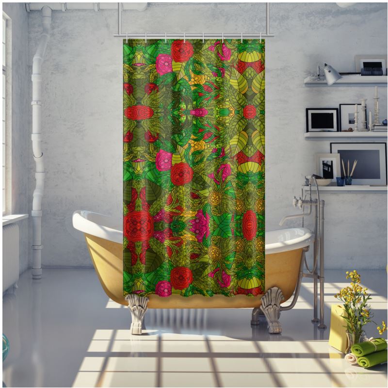 Hand Drawn Floral Seamless Pattern Shower Curtain by The Photo Access
