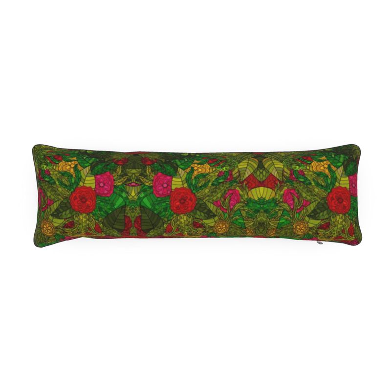Hand Drawn Floral Seamless Pattern Bolster Cushion by The Photo Access