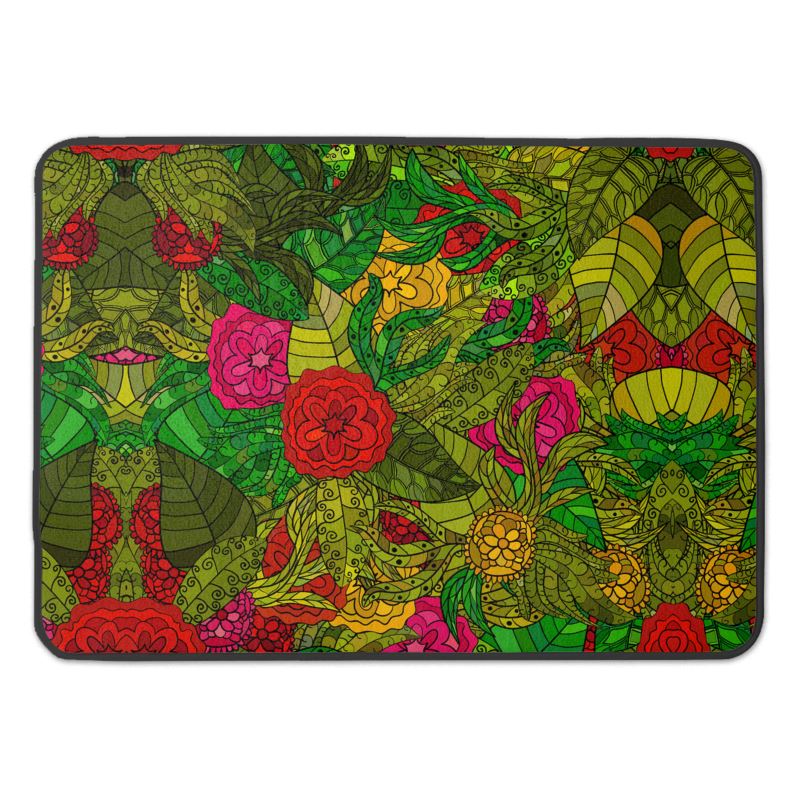 Hand Drawn Floral Seamless Pattern Bath Mat by The Photo Access