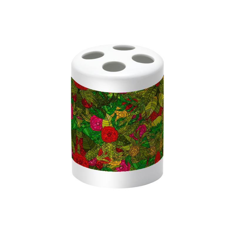 Hand Drawn Floral Seamless Pattern Toothbrush Holder by The Photo Access