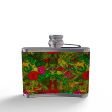 Load image into Gallery viewer, Hand Drawn Floral Seamless Pattern Leather Wrapped Hip Flask by The Photo Access
