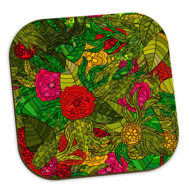 Hand Drawn Floral Seamless Pattern Coasters by The Photo Access