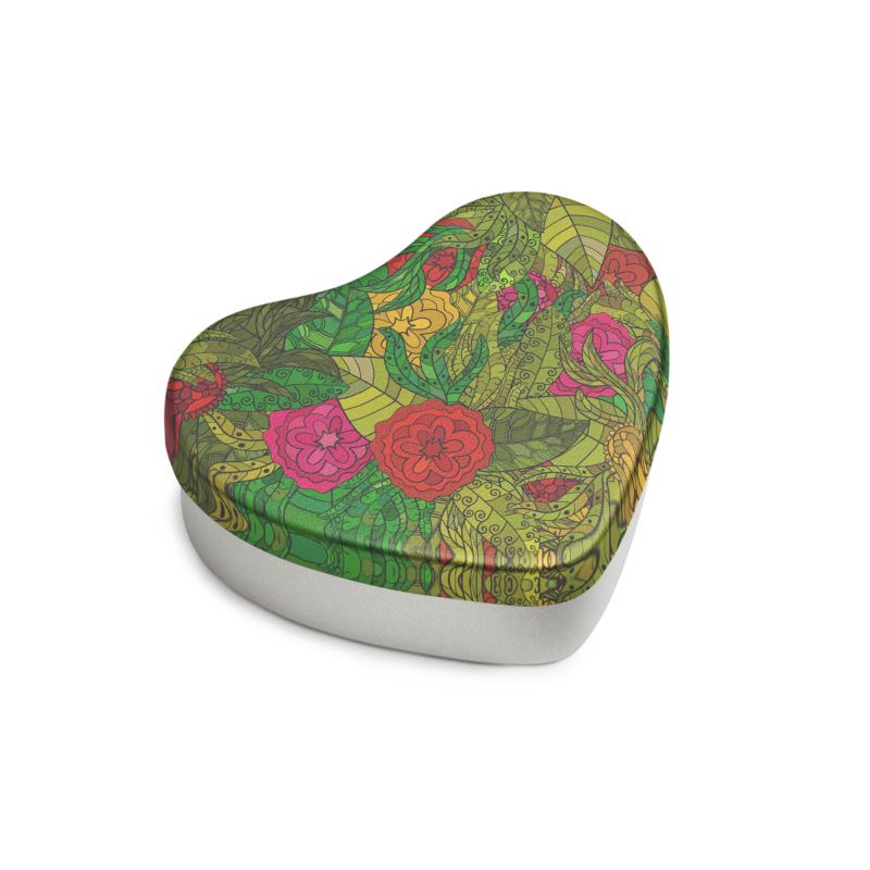 Hand Drawn Floral Seamless Pattern Sweet Heart Tin by The Photo Access