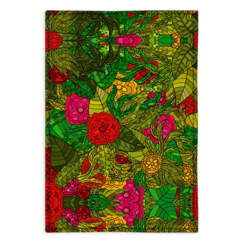 Hand Drawn Floral Seamless Pattern Fabric Placemats by The Photo Access