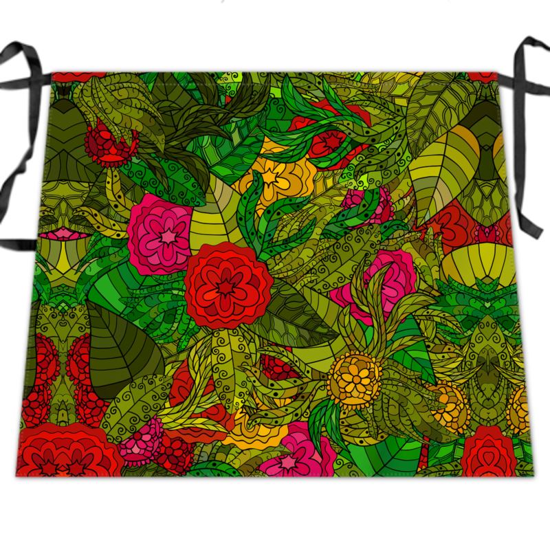 Hand Drawn Floral Seamless Pattern Waist Apron by The Photo Access