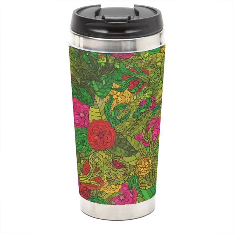 Hand Drawn Floral Seamless Pattern Travel Mug by The Photo Access