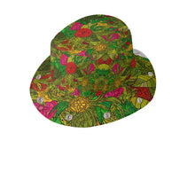 将图片加载到图库查看器，Hand Drawn Floral Seamless Pattern Bucket Hat with Visor by The Photo Access

