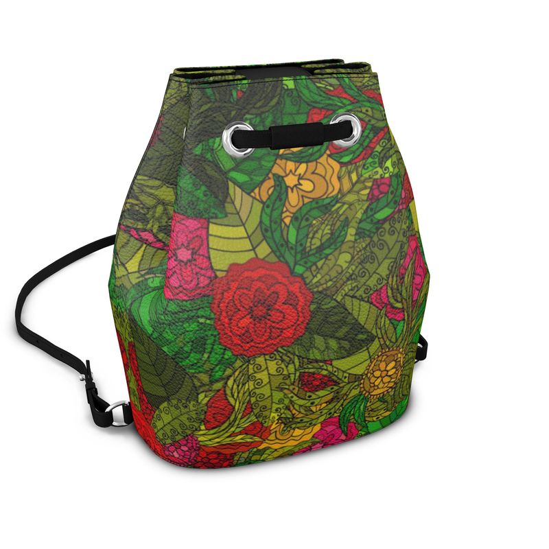 Hand Drawn Floral Seamless Pattern Bucket Backpack by The Photo Access
