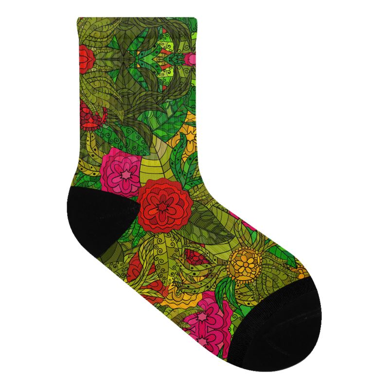 Hand Drawn Floral Seamless Pattern Socks by The Photo Access