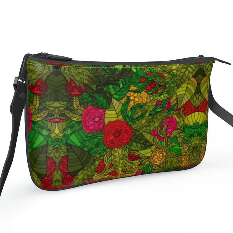 Hand Drawn Floral Seamless Pochette Double Zip Bag by The Photo Access