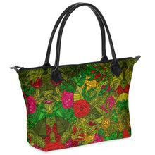Load image into Gallery viewer, Hand Drawn Floral Seamless Pattern Zip Top Handbags by The Photo Access
