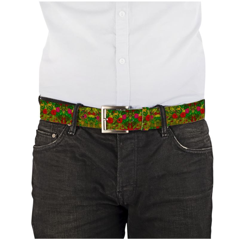 Hand Drawn Floral Seamless Pattern Leather Belt by The Photo Access