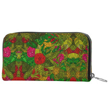 Load image into Gallery viewer, Hand Drawn Floral Seamless Pattern Leather Zip Wallet by The Photo Access
