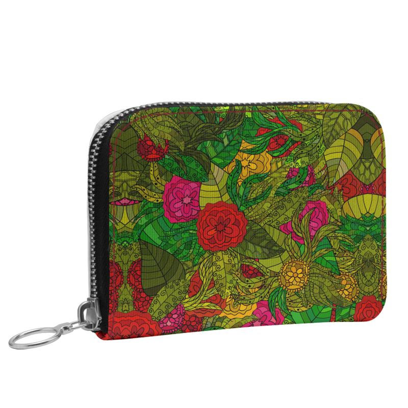 Hand Drawn Floral Seamless Pattern Small Leather Zip Purse by The Photo Access