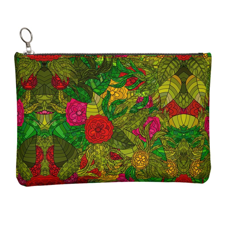Hand Drawn Floral Seamless Pattern Leather Clutch Bag by The Photo Access