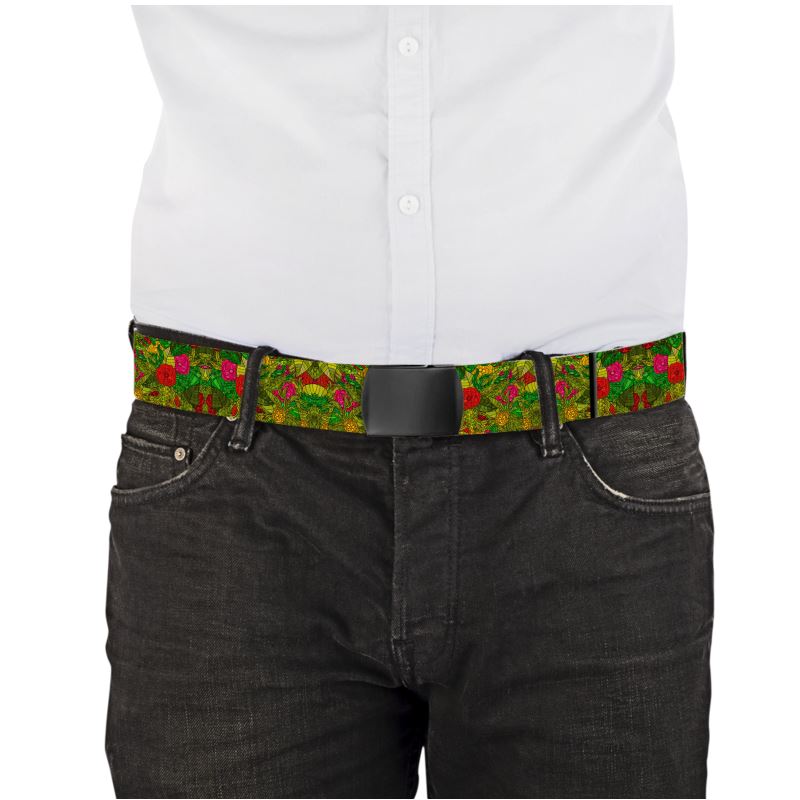 Hand Drawn Floral Seamless Pattern Webbing Belt by The Photo Access
