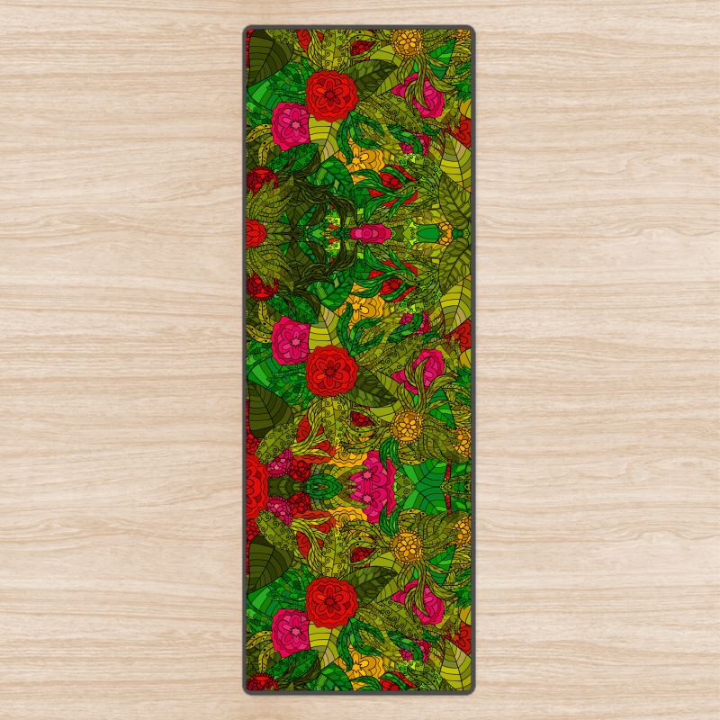 Hand Drawn Floral Seamless Pattern Yoga Mat by The Photo Access