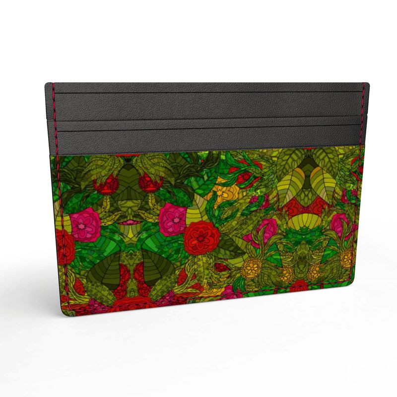 Hand Drawn Floral Seamless Pattern Leather Card Holder by The Photo Access