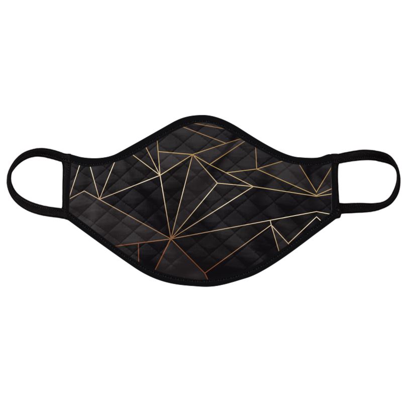 Abstract Black Polygon with Gold Line Face Masks by The Photo Access