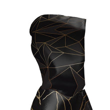 Lade das Bild in den Galerie-Viewer, Abstract Black Polygon with Gold Line Womens Hooded Rain Mac by The Photo Access
