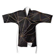 Cargar imagen en el visor de la galería, Abstract Black Polygon with Gold Line Kimono by The Photo Access
