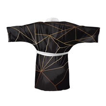 Cargar imagen en el visor de la galería, Abstract Black Polygon with Gold Line Kimono by The Photo Access
