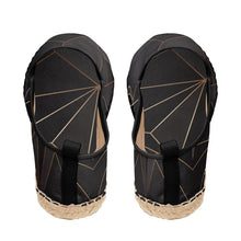 Load image into Gallery viewer, Abstract Black Polygon with Gold Line Loafer Espadrilles by The Photo Access
