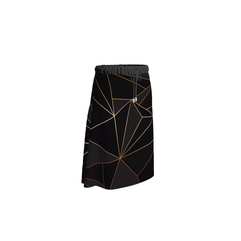 Abstract Black Polygon with Gold Line Skirt by The Photo Access