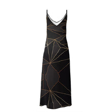 Load image into Gallery viewer, Abstract Black Polygon with Gold Line Slip Dress by The Photo Access
