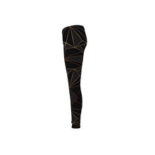 Load image into Gallery viewer, Abstract Black Polygon with Gold Line Leggings by The Photo Access
