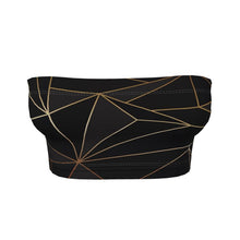 Load image into Gallery viewer, Abstract Black Polygon with Gold Line Bandeau Tops by The Photo Access
