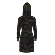 Load image into Gallery viewer, Abstract Black Polygon with Gold Line Hoody Dress by The Photo Access
