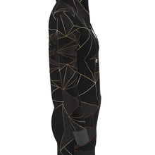 Cargar imagen en el visor de la galería, Abstract Black Polygon with Gold Line Hoody Dress by The Photo Access
