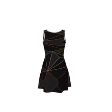 Cargar imagen en el visor de la galería, Abstract Black Polygon with Gold Line Skater Dress by The Photo Access
