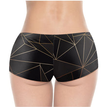 Load image into Gallery viewer, Abstract Black Polygon with Gold Line Hot Pants by The Photo Access
