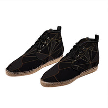 Load image into Gallery viewer, Abstract Black Polygon with Gold Line Hi Top Espadrilles by The Photo Access
